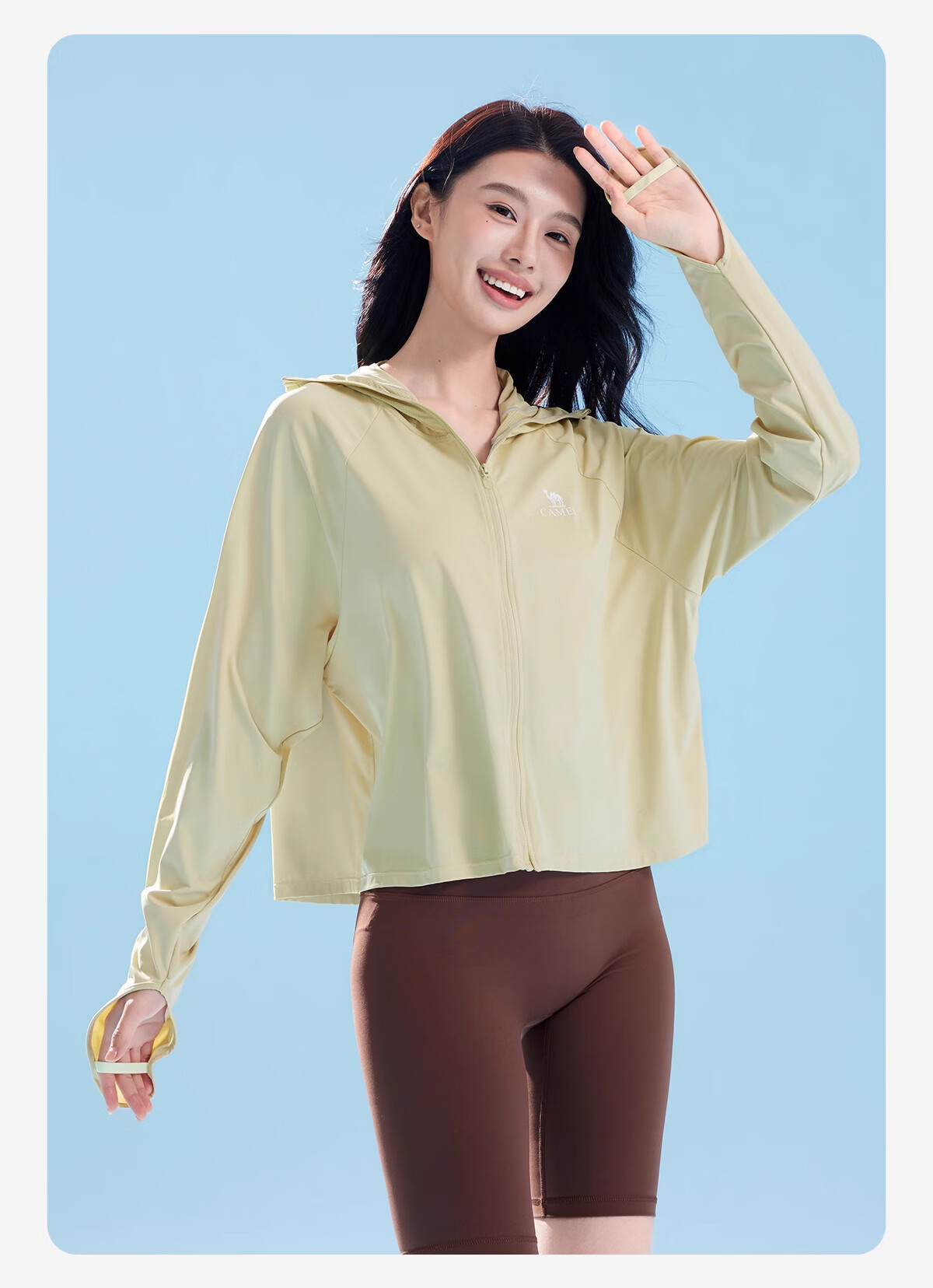 CAMEL Women's Outdoor Original Yarn Sun Protection Jacket UPF50 Quick-Dry Ice Feel Sun Protection Coat A25BAVV108 XL 12