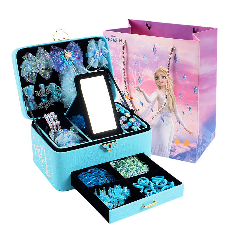 Disney Children's Jewelry Gift Box Set, Girls' Birthday Present, Princess Pretend Play Toys, Frozen DIY Handmade Beading