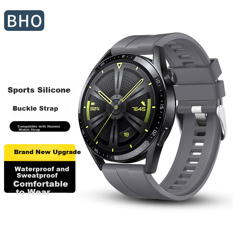 BHO Suitable for Huawei Watch Straps GT5Pro/GT4/GT3Pro/GT2, Sports Silicone Watch Bands for Watch4/Watch3/New/Honor Magic2 Smartwatches