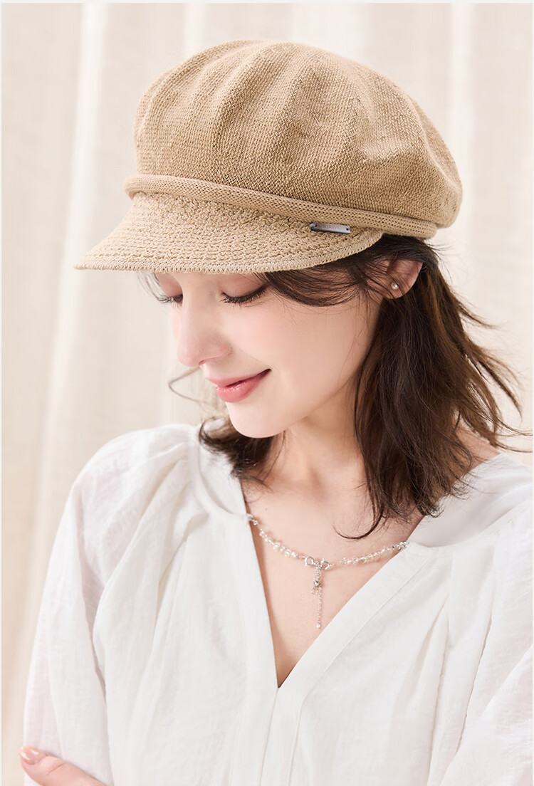 JIUMU Women's Linen Beret Hat Versatile Summer Painter Cap Octagonal Newsboy Cap Girl's Beret Hat 14