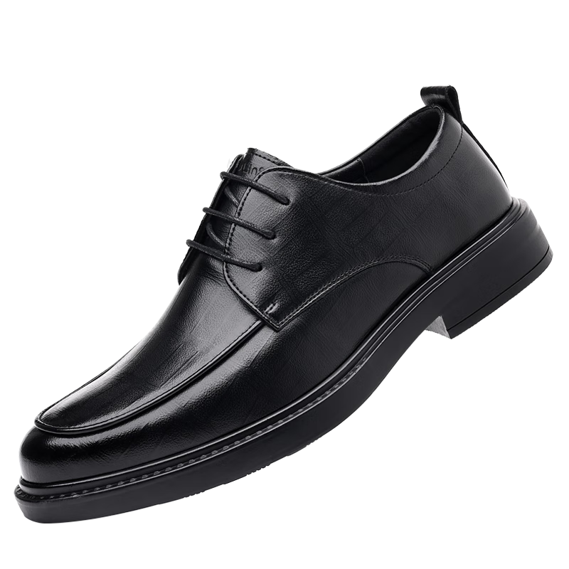 MULINSEN Men's Business Formal Leather Shoes Black Versatile Work Commuting Wedding Shoes RY9023