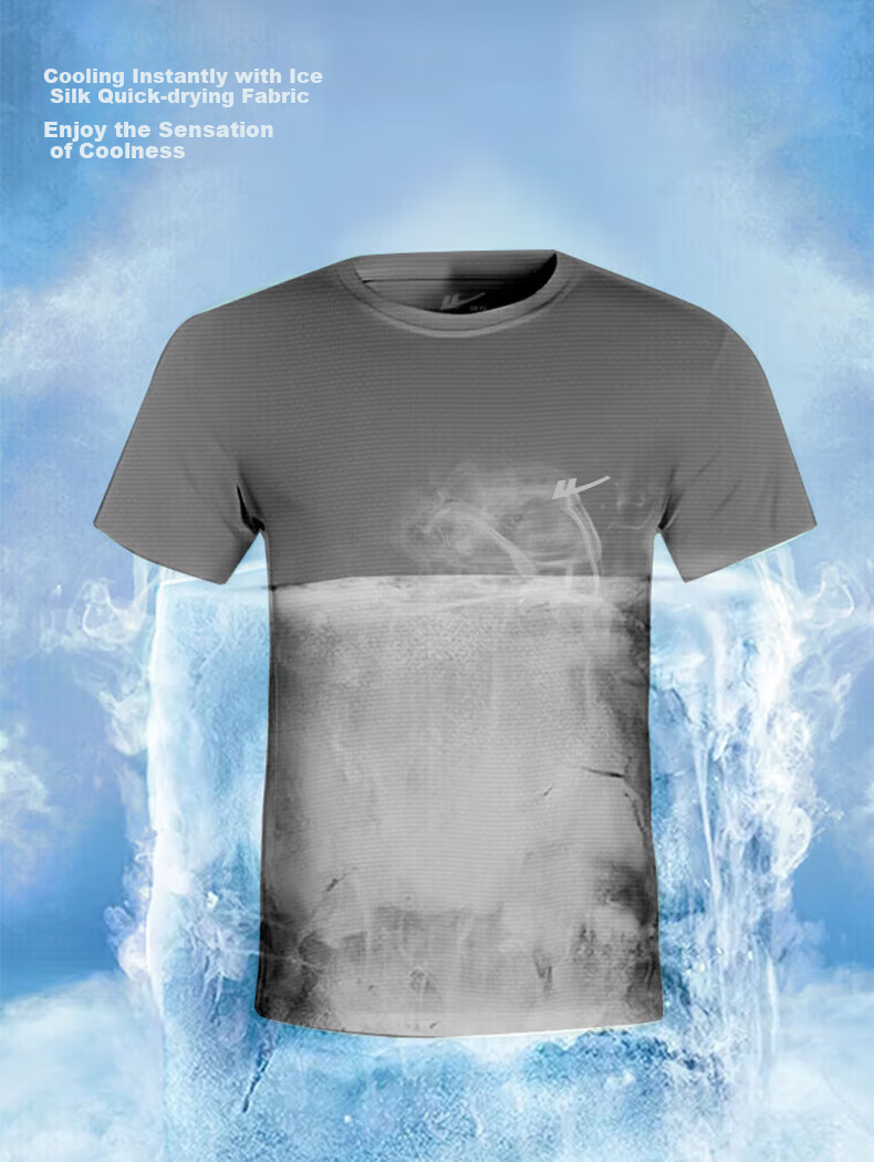 Huili Short-Sleeve T-Shirt for Men, Outdoor Sports Breathable Quick-Dry Shirt, Men's Running Training Fitness T-Shirt, Casual Round Neck Top for Me 8