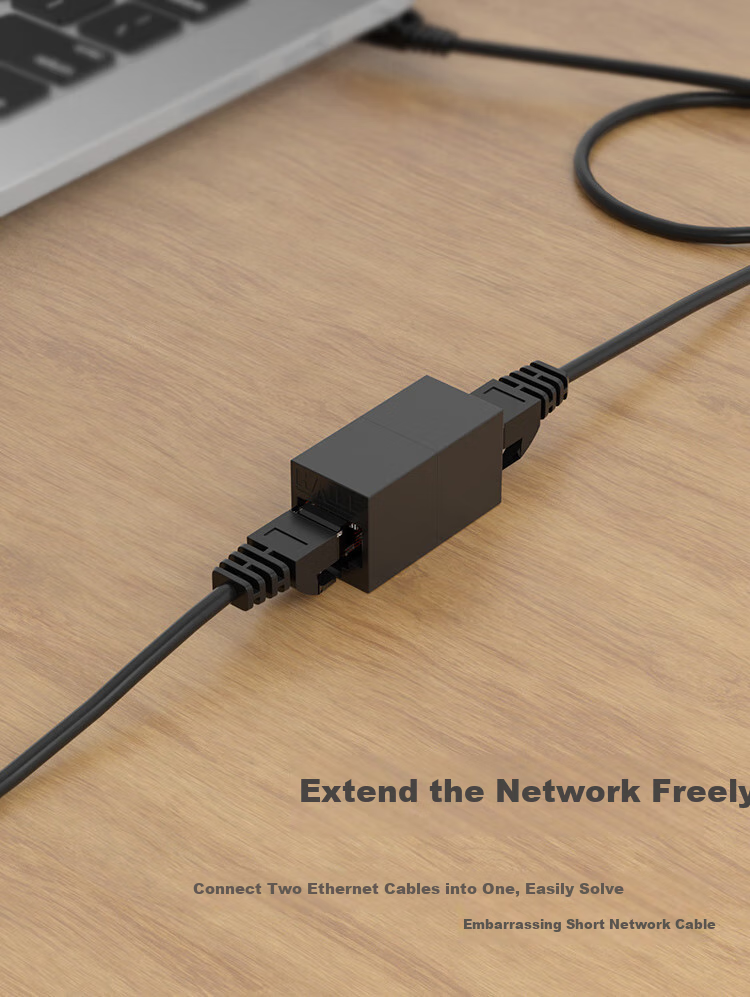 HAILE Network Cable Straight-Through Connector, Category 5e Network Cable Connector, Network Cable Extension Adapter, 30U Gold-Plated Gigabit Network Straight-Through, Double Straight-Through Connector, HT-302E 3