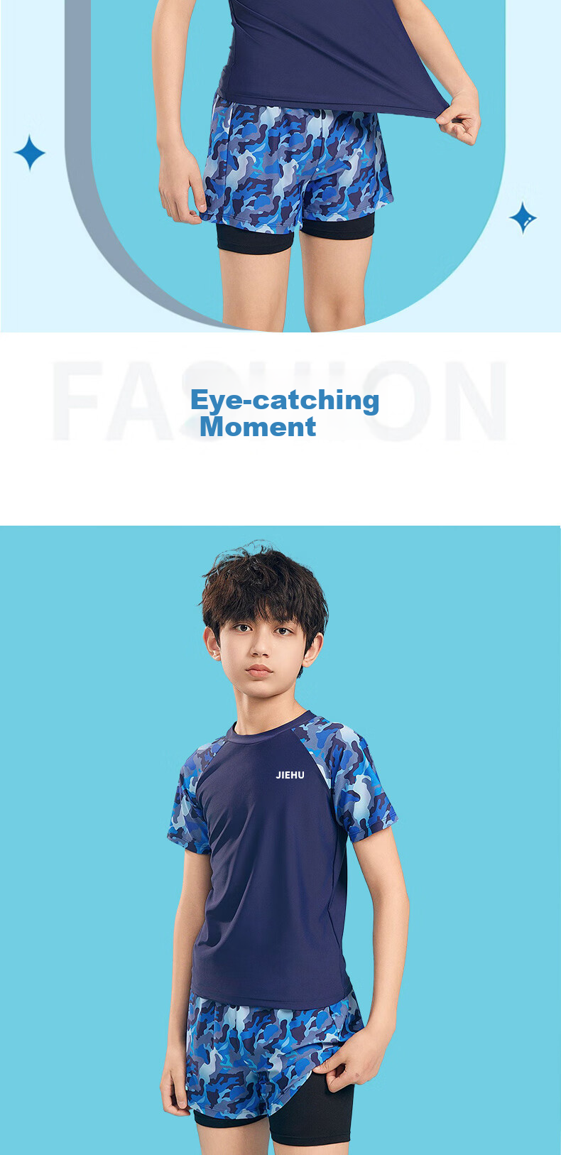 Jiehu Children's Swimwear, Boys' Swim Trunks Set, Big Kids' Two-Piece Swimsuit, Baby Swimming Gear 9