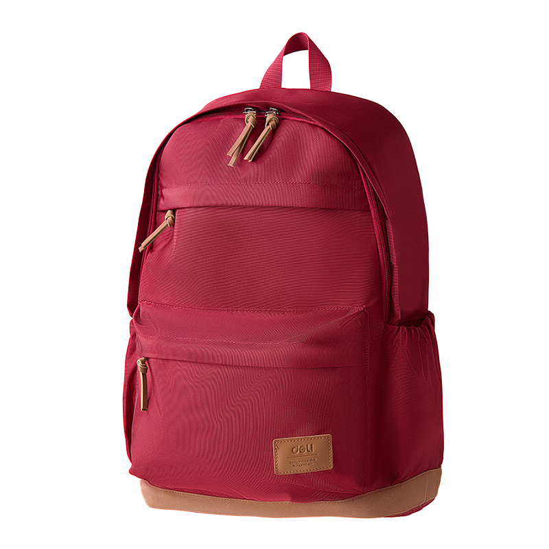 Deli Simple And Lightweight Backpack for Middle School, High School And College Students, Large Capacity Multi-Compartment Fashionable Casual Backpack for Men And Women, Red