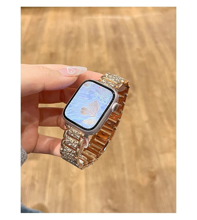 Biaodaige New Starry Sky Compatible with Apple Watch Band for Apple Watch S10/11, Full Diamond IWatch Summer Breathable Metal Women's Style with Silver Protective Case 42MM 17