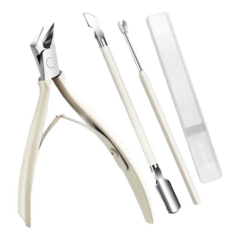 Qianbaiqiao Pedicure Nail Clipper Set for Paronychia, 4-Piece Ingrown Toenail Clippers with Curved Nail Nippers