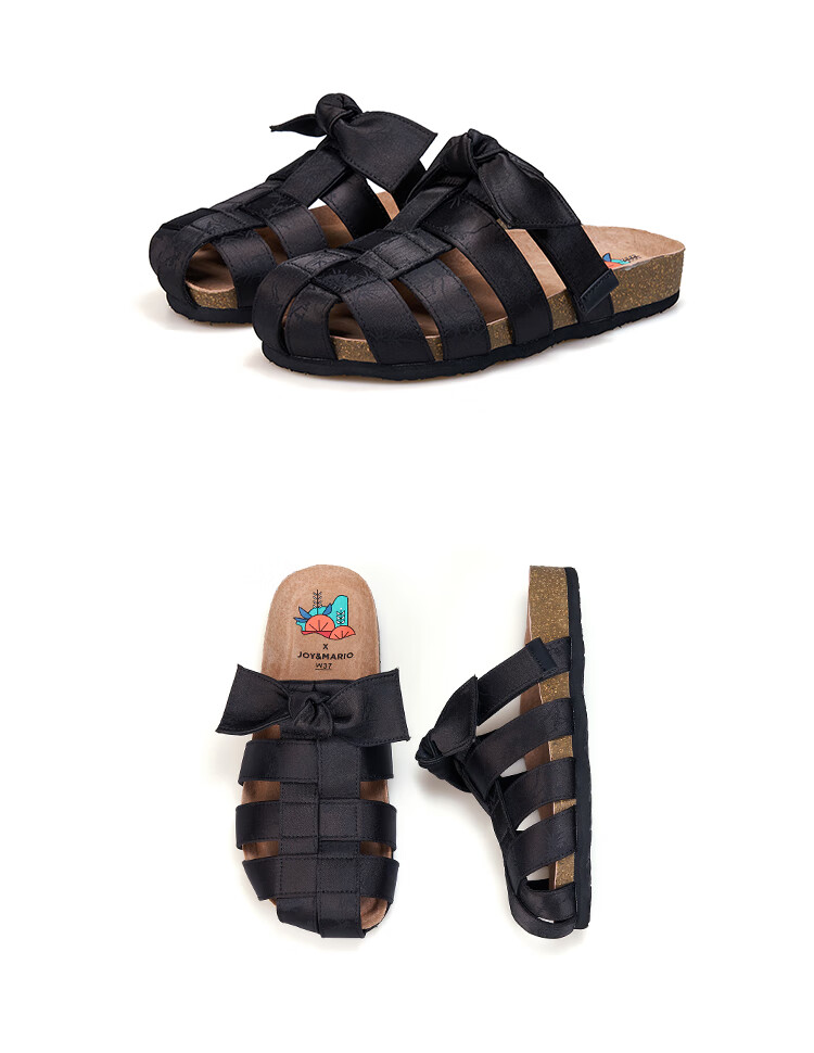 J&M Bogen Women's Outdoor Roman Sandals, Hole Shoes, Closed-Toe Slippers, Beach Slippers, Women's Black, Size 37 2