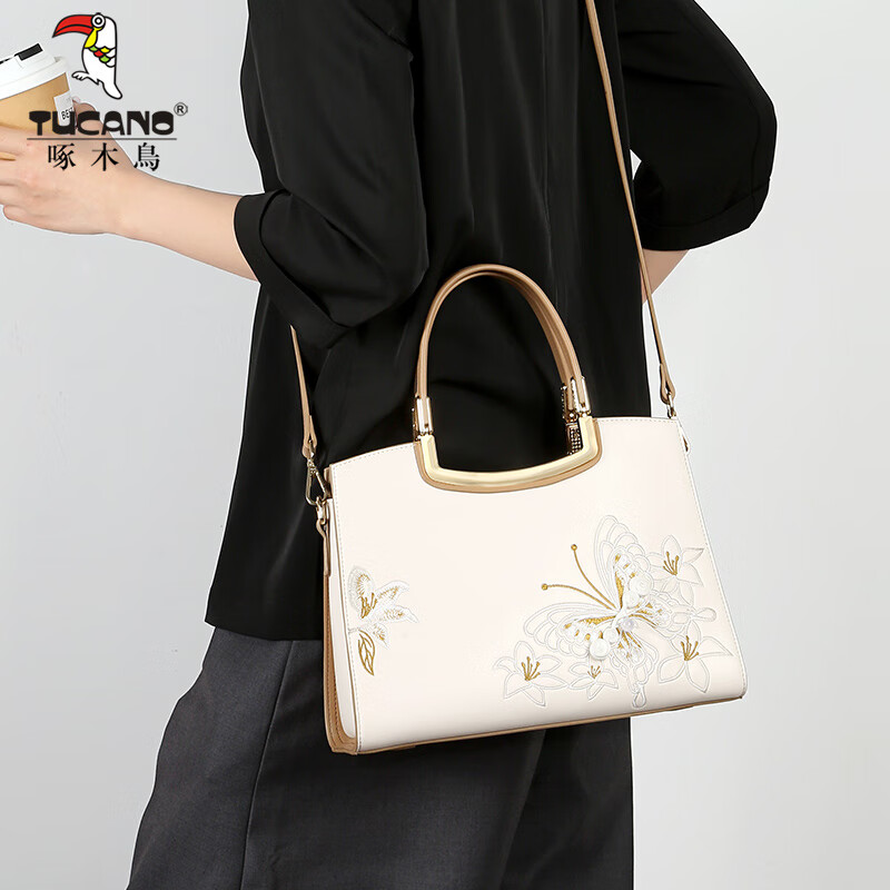 TUCANO Women's 2026 Cowhide Shoulder Bag Chinese Style Embroidery New Chinese Crossbody Handbag Mother's Day Birthday Gift