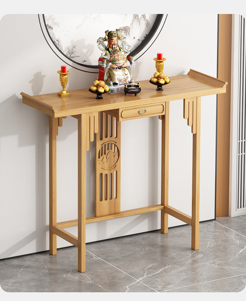 Taomengju New Chinese Style Buddhist Altar Cabinet with Caishen Statue, Buddha Table, Incense Table, Guan Gong and Bodhisattva Offering Stand, Tribute Table Storage Shelf 14