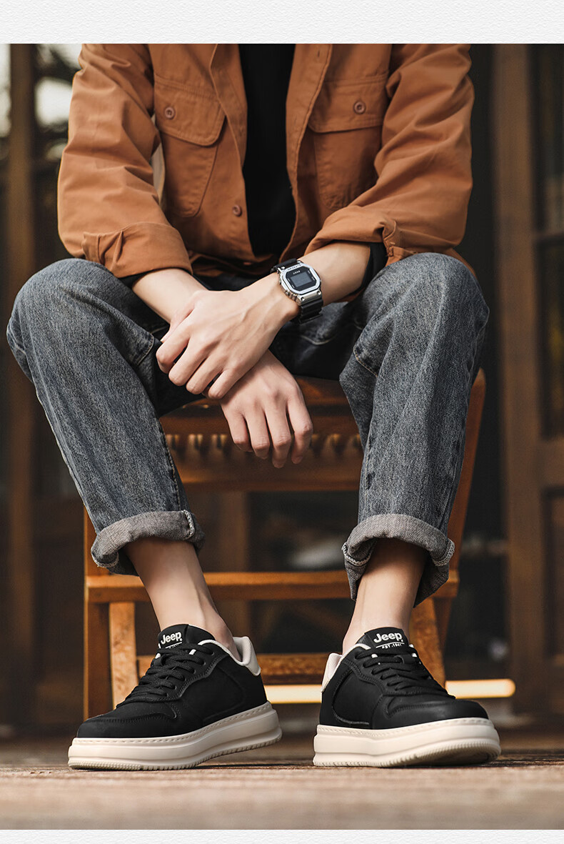 JEEP Men's Shoes, Autumn 2026 New Style White Sneakers, National Trend Skateboard Shoes, Versatile Breathable Shoes, Casual Sports Work Shoes 4