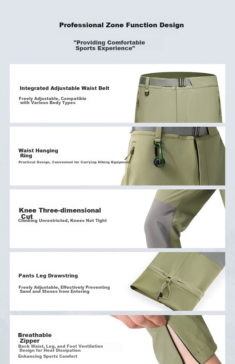 SURPINE Yueshan Series Lightweight Hiking Wear-Resistant Water-Repellent Breathable Soft Shell Pants for Men, Moon Stone Gray - Lightweight Version, Size M 10
