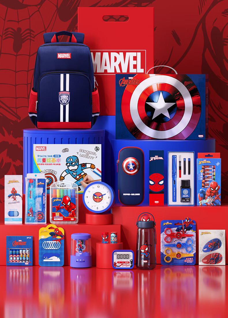 Disney Backpack Primary School Students Grades 3-6 Stationery Set Marvel Gift Box Birthday Present Study Kit 3