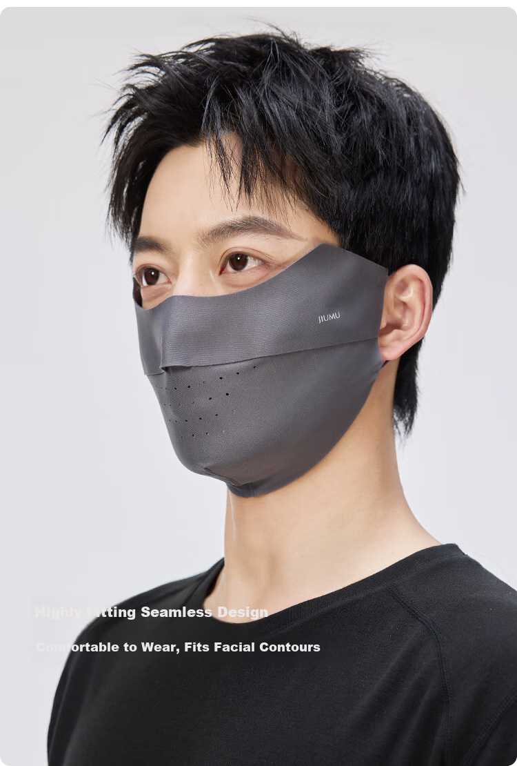 JIUMU Ice Silk Sun Protection Face Mask for Men, Summer UV-Resistant Sunshade Cycling Hiking Breathable 3D Full-Face Sunscreen Face Cover 7