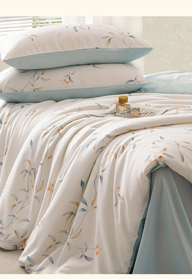 Wuyinliangpin 50s Lyocell Tencel Summer Bedding Set of Four Pieces for 1.5/1.8 Meter Bed, Duvet Cover 200*230cm, Elegant Style 3