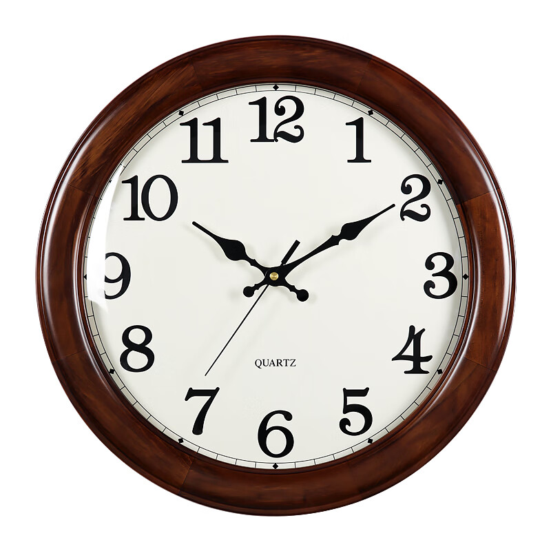 Hense Solid Wood Wall Clock, Stylish Living Room Clock, Creative Timepiece, Quartz Clock HW25, Brown, 16 Inches, 40cm
