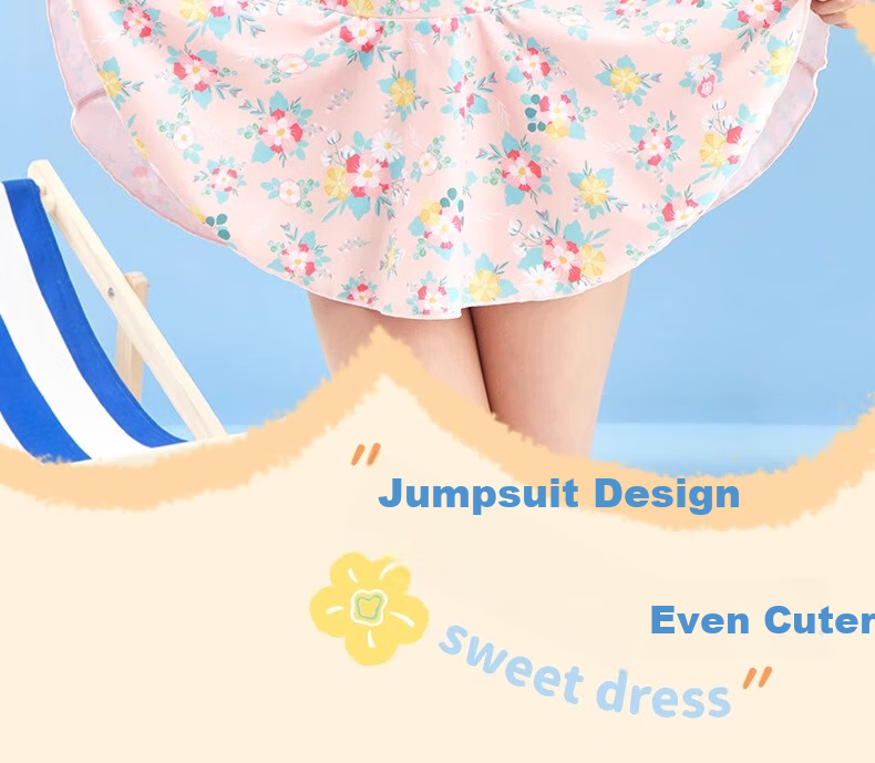 Li-Ning Children's One-Piece Swimsuit, Cute Princess-Style Swimwear for Girls, Sun Protection Swimwear 12