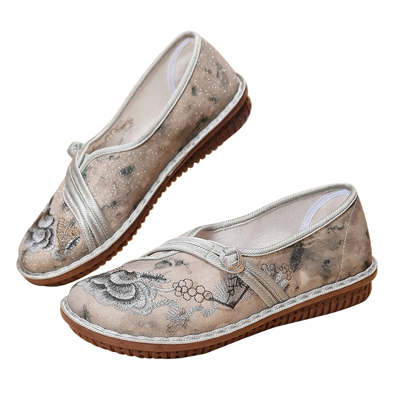 YUZHAOLIN Old Beijing Cloth Shoes, Women's Flats, Soft Sole, Non-Slip, Mom Shoes, Chinese Style, Embroidered Flat Shoes Y2S-1001 Size 39