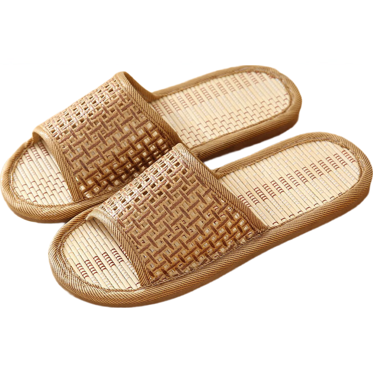 GUOLUOFEI Woven Unisex Summer Slippers Bamboo Floor Soft Sole Non-Slip Men's New Bamboo Sole Size 40-41