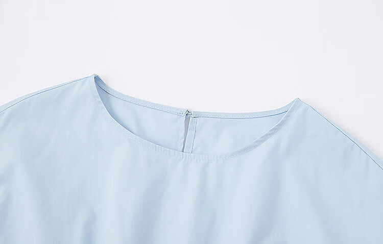 Dme [Will Breathe Cotton] Spring And Autumn French-Style Relaxed Round Neck Smock Waist-Cinching Drop Shoulder Slimming Shirt Women's Top 35