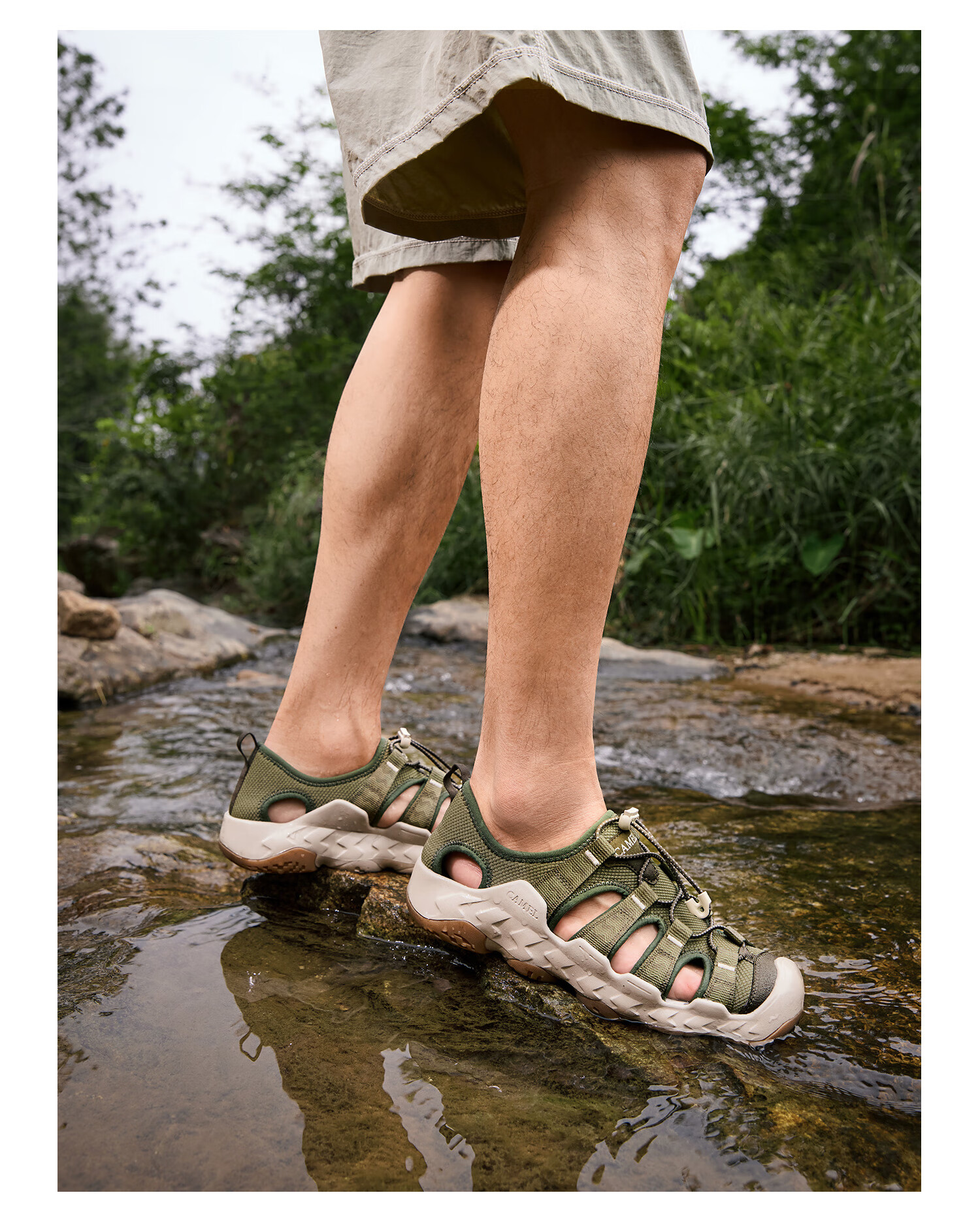 CAMEL Slip-On Shock-Absorbing, Non-Slip, Anti-Collision Lightweight Outdoor Stream Trekking Sandals for Men G15M380022 Light Green 40 29
