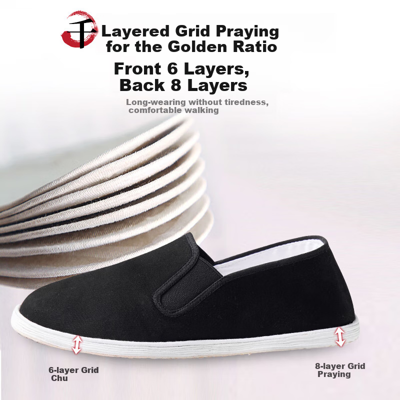 YUZHAOLIN Traditional Beijing Cloth Shoes, Handmade with Thousand-Layer Sole, Slip-On Loafers, Casual Comfortable Footwear for Men, Y1S-1003, Size 43