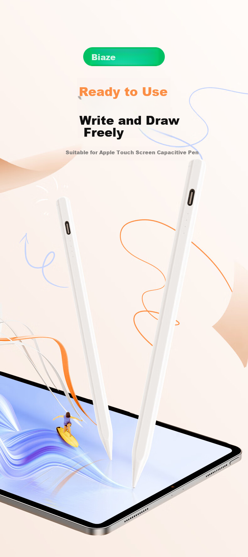BIAZE IPad Stylus Second Generation Compatible with IPad11/Pro/Air/Mini Apple Tablets Universal 2026 Strong Magnetic Attachment Alternative to Apple Pencil Pro 2