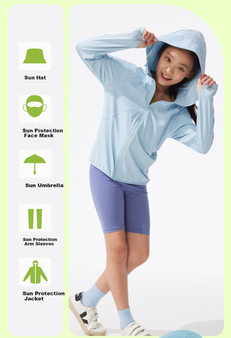 Beneunder Children's UV Protection Breathable Sun Protection Clothing AS984, Light Purple, Size 130 6