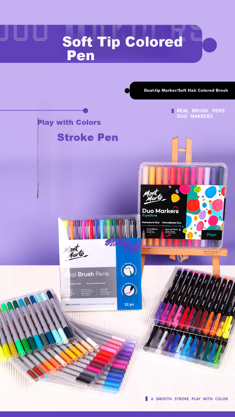 [Lowest Price Online] Mont Marte 48-Color Dual-Tip Markers, Sketching And Coloring Pens for Children's Art, Watercolor Pen Set, Student Drawing Graffiti Colored Pens MMPM0024 Sketching Markers for Drawing 1