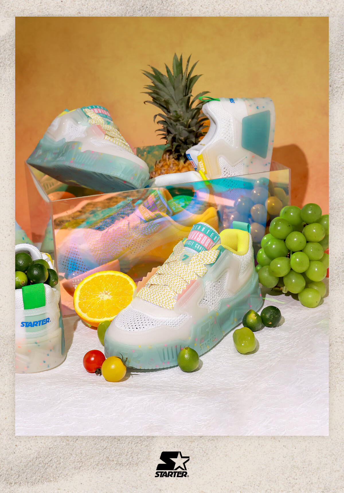 STARTER Ice Drink Series Glow-In Jelly Shoes Casual Sports Sneakers for Men And Women, Couples Matching Style Breathable Light Green Size 43 11
