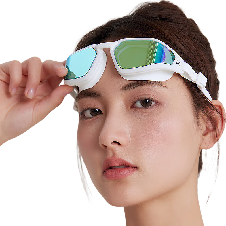 Keep Swimming Goggles, Waterproof And Anti-Fog, High-Definition Swim Glasses for Men And Women, Medium Frame Swimming Goggles And Swim Cap Set, 064 White, -5.00 Diopters