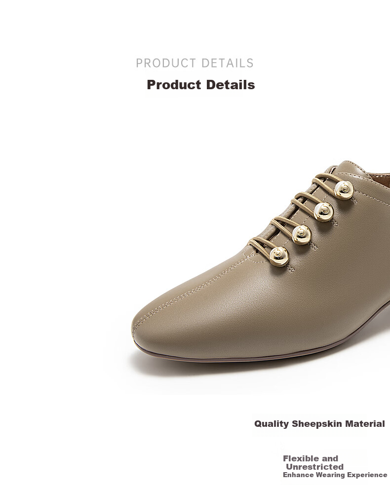 C.BANNER [Silent Series] Chunky Mid-Heel Deep-Mouth Fashion Women's Shoes A24482705 Khaki Color Size 35 3