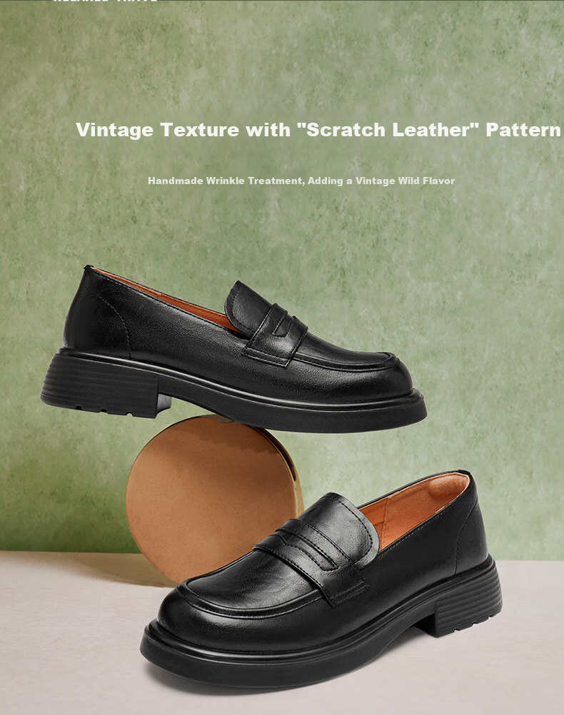 TEENMIX Loafers with Thick Soles, Same Style As in Shopping Malls, Slip-On Women's Shoes, Work Commute Leather Shoes, New Style 7