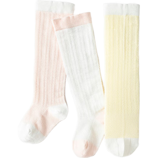 BALABALA Baby Knee-High Socks, Summer Mesh Socks, Thin Style, for Boys And Girls, Mosquito-Proof Over-Knee Socks, Three Pairs Per Pack, 209225172201