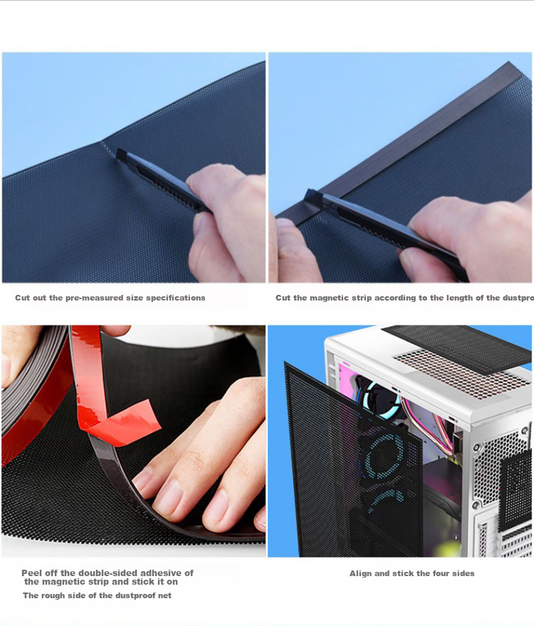 MOGE Dust Cover for Desktop Computer Case Side Panel, Magnetic Ventilation Grille for Speakers, Plastic Air Vent Box Shield, Black MC22351 4