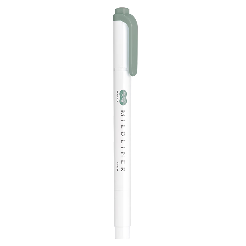 ZEBRA Smoky Tone Dual-Ended Soft Highlighter Single Color Marker Student Journal Pen WKT7 Smoky Green Single Pack