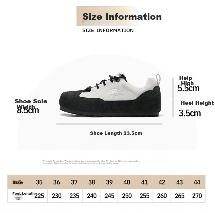 Dickies Women's Low-Top Casual Sneakers, Trendy Versatile Flat Shoes, Beige Gray, Size 36 3