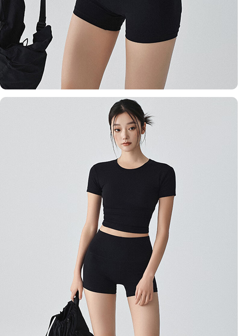 XUEXIMAN Women's Yoga Top Backless Sports Shirt Summer with Fixed Chest Pad Beautiful Back Pilates Short Sleeve Breathable Quick-Dry Fitness Wear 11