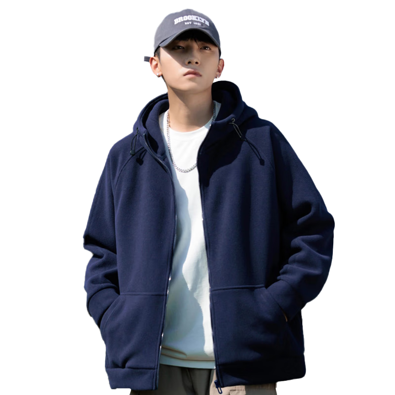 EASTERN CAMEL Fleece Jacket for Men, Spring And Autumn Warm Thickened Cardigan Sweatshirt, Fleece Coat Cotton Padded Jacket Men's Outerwear