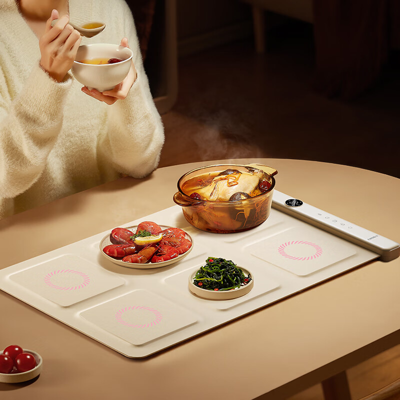 OIDIRE (Oudian) Folding Food Warmer Plate, Heat-Resistant Plate for Food Storage And Serving, Upgraded Version | Zoned Heating (Temperature-Sensitive Ink + Foldable Storage)