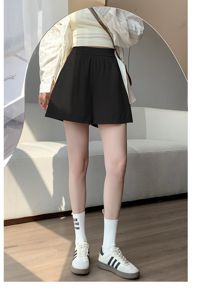 BOPRUIEY Women's Pure Cotton Shorts, Summer High-Waist Casual Wide-Leg Mid-Length Shorts, Cargo Sports Three-Quarter Shorts 13