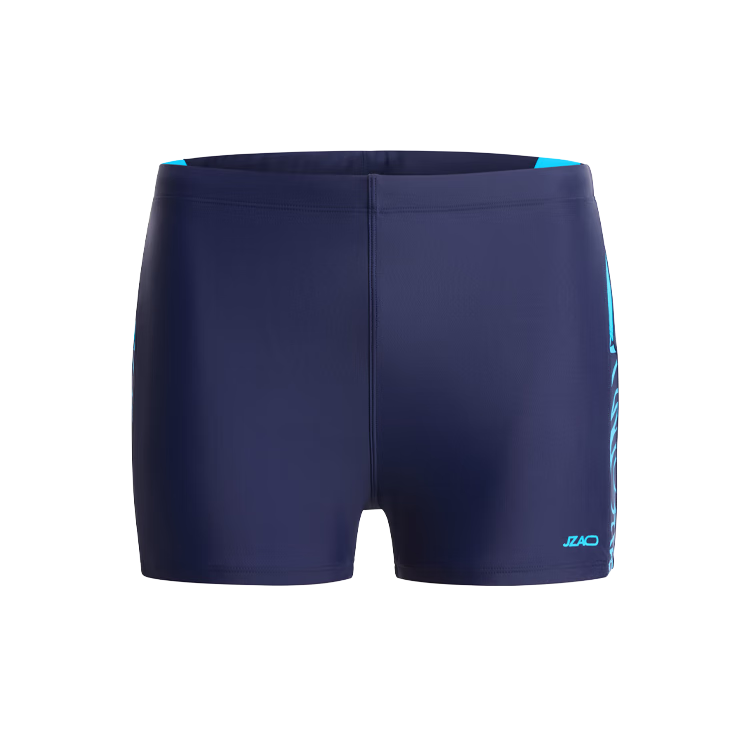JD Jingzao Men's High Elastic Quick-Dry Square Leg Swim Trunks Three-Quarter Professional Racing Swimsuit Bathing Suit for Hot Springs Navy Blue 3XL