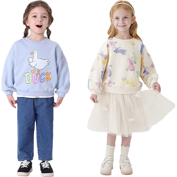 MARC&JANIE Girls' Sweatshirt, Spring And Autumn Style, Baby Cartoon Print, Loose-Fitting Sports Sweatshirt, Children's Top, 240139