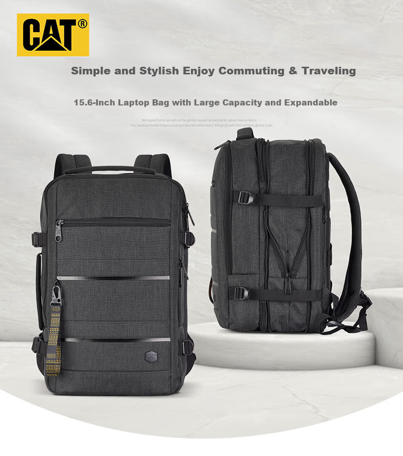 CAT Backpack, 15.6-Inch Laptop Bag, Business Backpack, Travel Bag, Large Capacity Expandable, Simple Gift, Black, 84503 2