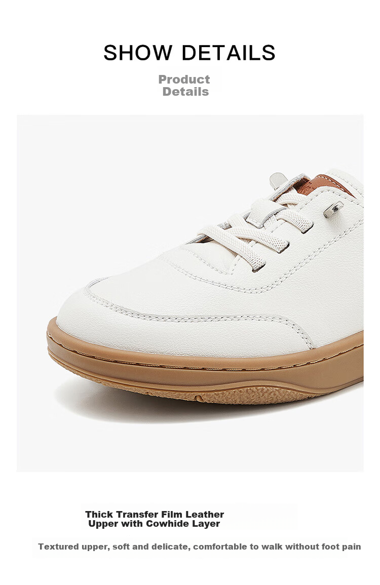 Walker Shop Aokasuo Retro White Sneakers for Women, Spring And Summer Fashionable Training Shoes, Women's Sports Casual Skateboard Shoes V141001 5