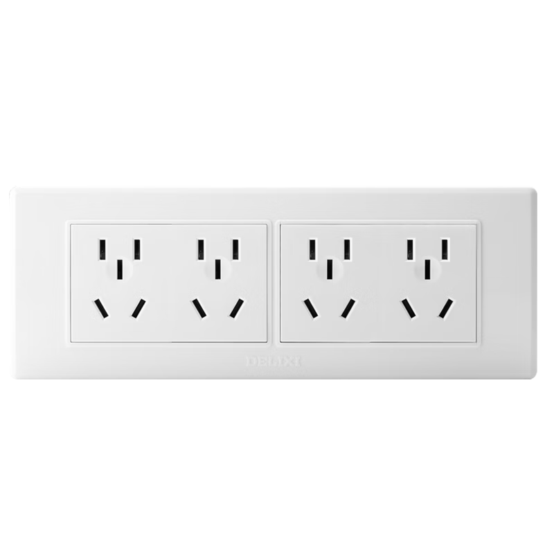 DELIXI Switch Socket Panel CD601 Series 118 Type Four-Gang Five-Hole 20-Hole Socket Panel Elegant White