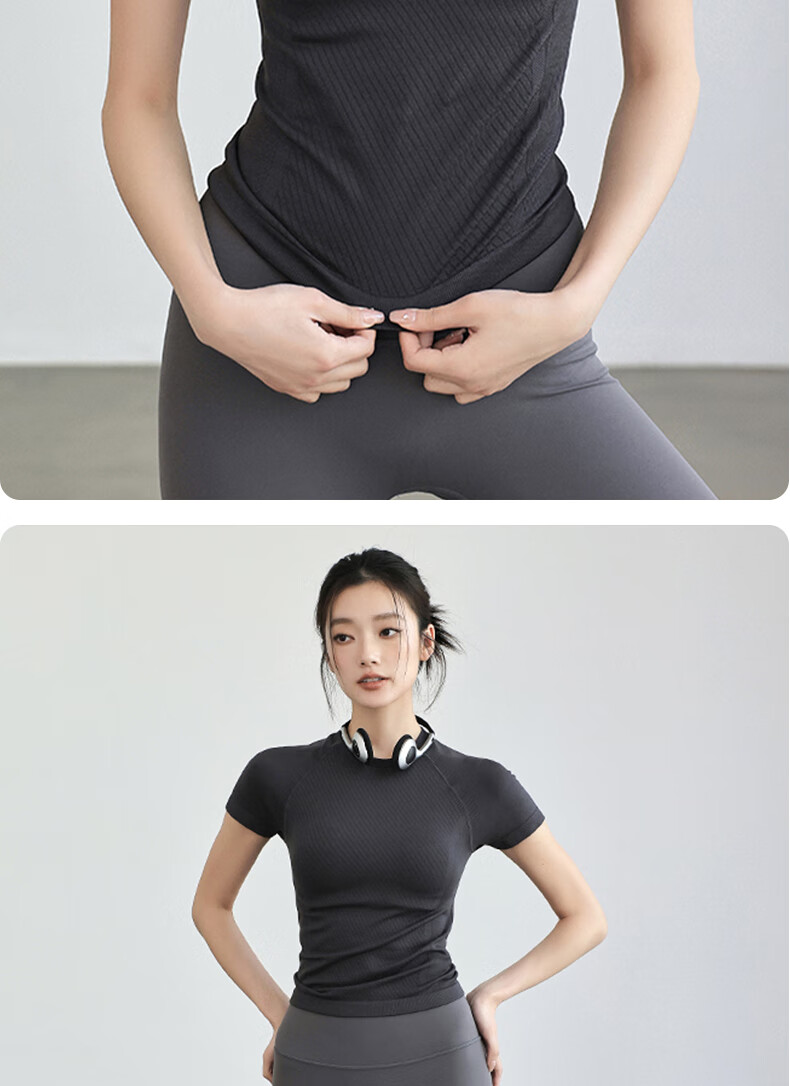 Xueqiman Women's Yoga Short Sleeve Top Tight Fit Stretch Quick-Dry Breathable T-Shirt Professional Pilates Fitness Running Training 14