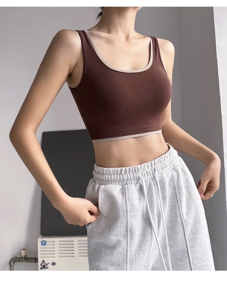 Ziyouxi Women's Summer Thin Vest with Built-in Chest Pad High-end Yoga Bra Running Fitness Training Top 16