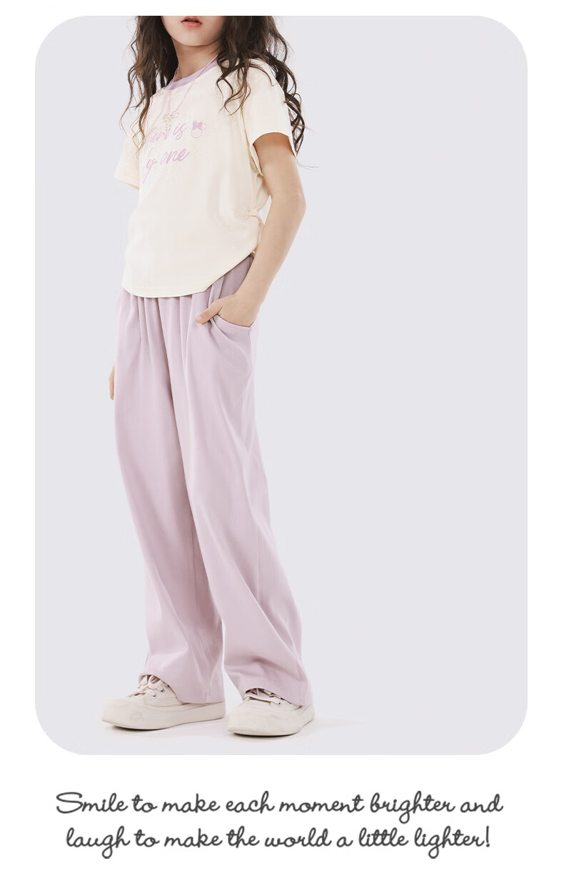 Disney Girls' Summer Set Short Sleeve T-Shirt and Long Pants Two-Piece Outfit Big Kids Summer Fashion L1004 Apricot Pink Size 140 10