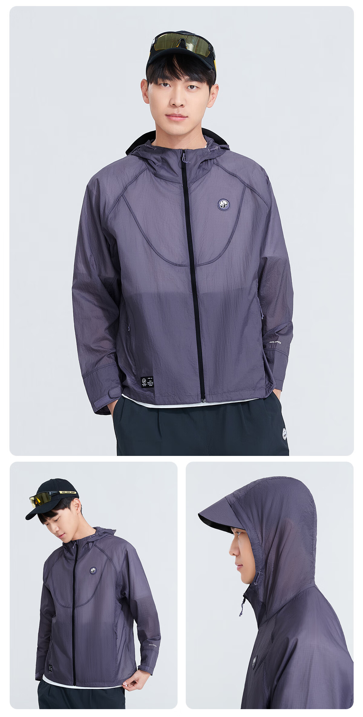 Xiongmao Luotuo Series Sun Protection Clothing, Cool And Breathable, UV Protection UPF100+, Sunscreen for Men And Women, Oak Gray, S 23